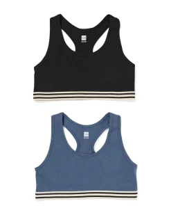kinder croptops stretch katoen - 2 stuks zwart