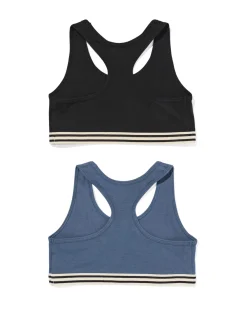 kinder croptops stretch katoen - 2 stuks zwart