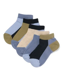 kinder enkelsokken kleurblokken - 5 paar blauw