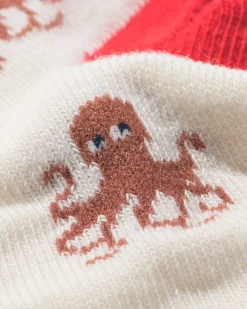 kinder enkelsokken zeedieren - 5 paar beige
