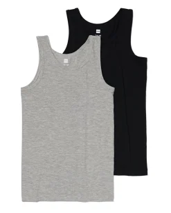 kinder hemden basic stretch katoen - 2 stuks zwart