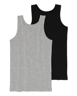 kinder hemden basic stretch katoen - 2 stuks zwart