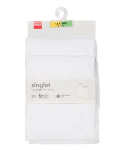 kinder hemden basic stretch katoen - 2 stuks wit