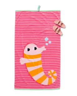 kinder strandlaken 80x140cm velours zeepaardje