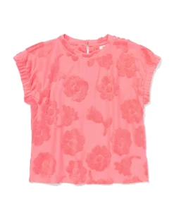 kinder T-shirt badstof bloemen roze