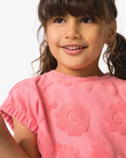 kinder T-shirt badstof bloemen roze