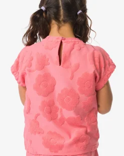 kinder T-shirt badstof bloemen roze