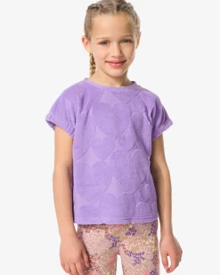 kinder T-shirt badstof hartjes paars