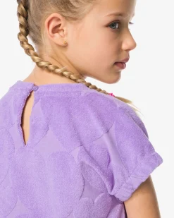 kinder T-shirt badstof hartjes paars