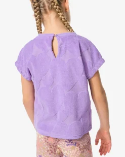 kinder T-shirt badstof hartjes paars