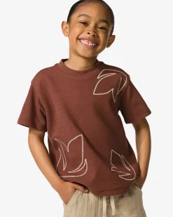 kinder T-shirt bladeren bruin