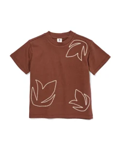 kinder T-shirt bladeren bruin