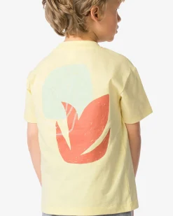 kinder T-shirt bladeren lichtgeel
