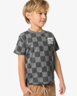 kinder T-shirt blokken donkergrijs