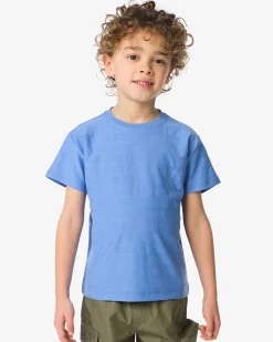 kinder T-shirt jacquard strepen blauw