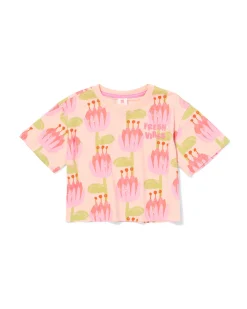 kinder T-shirt jersey bloemen lichtroze