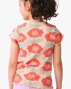 kinder T-shirt jersey bloemen lichtroze
