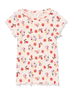 kinder T-shirt jersey bloemen ecru