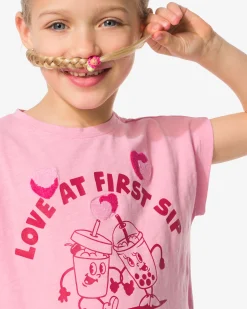 kinder T-shirt jersey drinks roze