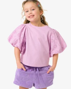 kinder T-shirt jersey geborduurd paars
