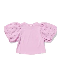 kinder T-shirt jersey geborduurd paars