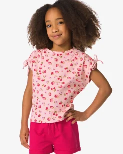 kinder T-shirt rib aardbeien roze