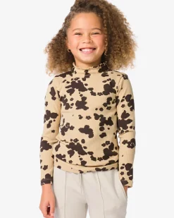 kinder T-shirt rib dieren bruin