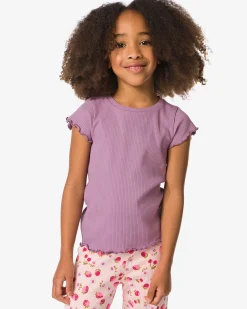 kinder T-shirt rib donkerpaars