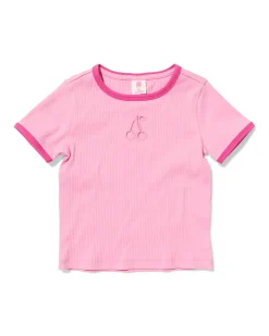 kinder T-shirt rib fruit roze