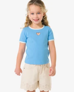 kinder T-shirt rib hartjes lichtblauw