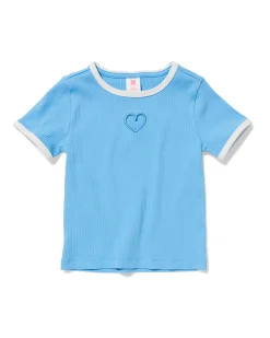 kinder T-shirt rib hartjes lichtblauw