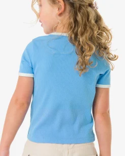 kinder T-shirt rib hartjes lichtblauw