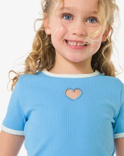 kinder T-shirt rib hartjes lichtblauw