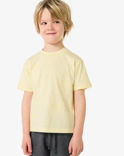 kinder T-shirt vissen lichtgeel
