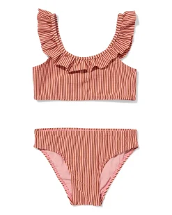 kinderbikini seersucker strepen donkerroze
