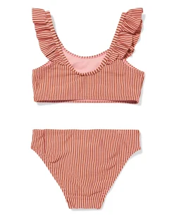 kinderbikini seersucker strepen donkerroze