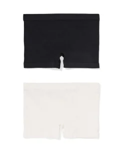 kinderboxers naadloos rib - 2 stuks zwart/wit
