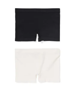 kinderboxers naadloos rib - 2 stuks zwart/wit