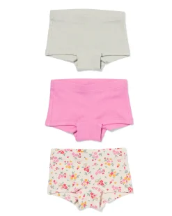 kinderboxers rib katoen bloemen - 3 stuks multicolor