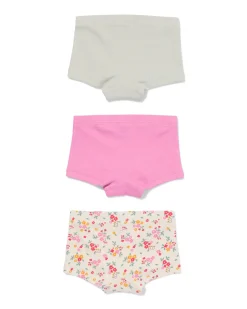 kinderboxers rib katoen bloemen - 3 stuks multicolor