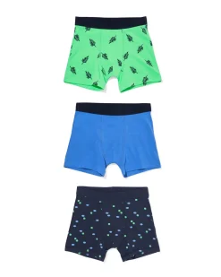 kinderboxers stretch katoen bladeren - 3 stuks blauw