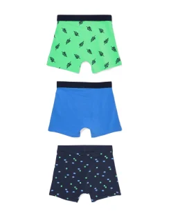 kinderboxers stretch katoen bladeren - 3 stuks blauw