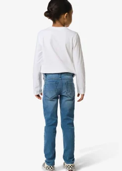 kinderbroek jogdenim skinny fit middenblauw