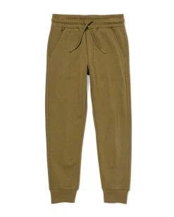 kinderbroek sweatstof olijf