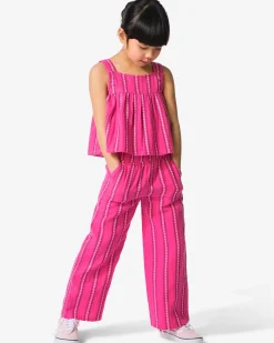kinderbroek wide fit strepen donkerroze