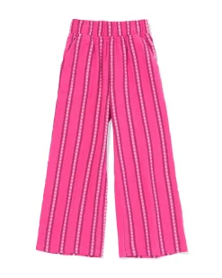 kinderbroek wide fit strepen donkerroze