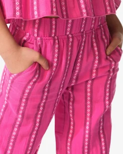 kinderbroek wide fit strepen donkerroze