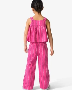 kinderbroek wide fit strepen donkerroze