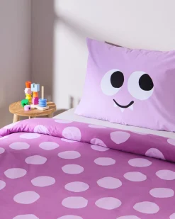 kinderdekbedovertrek 140x200cm zacht katoen monster paars
