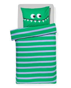 kinderdekbedovertrek 140x200cm zacht katoen monster groen